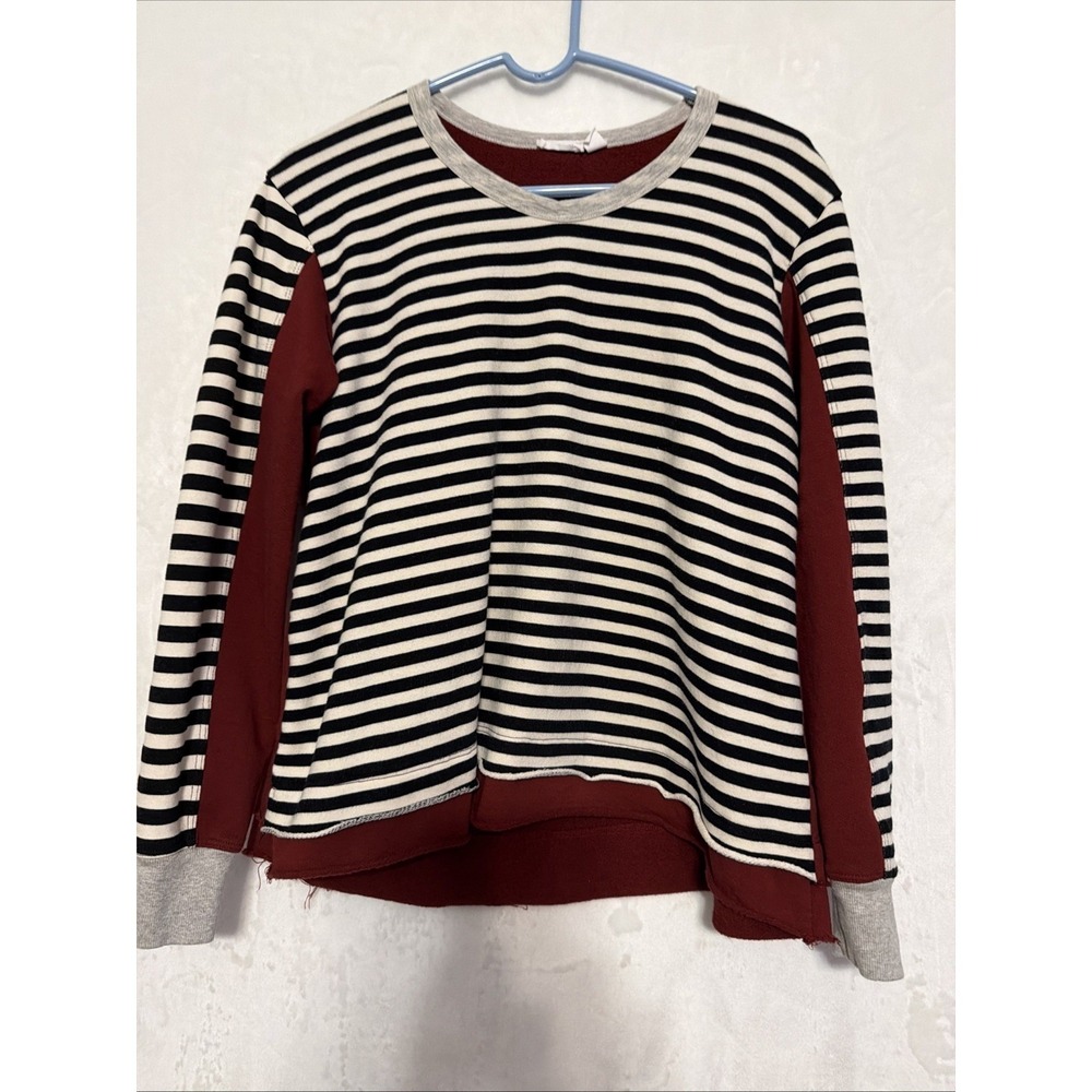Wilt Long Sleeve Sweatshirt Top Made In USA - Women's S Burgundy Black Ivory